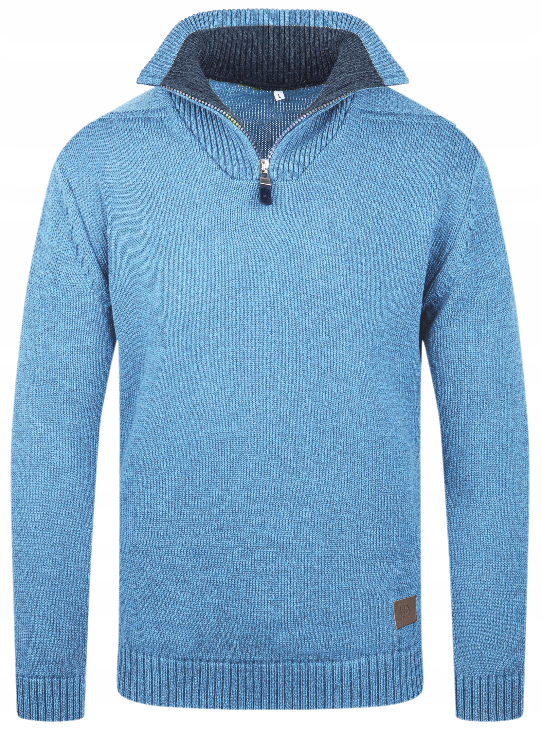 MODNY SWETER MĘSKI GOLF PÓŁZAMEK BŁĘKITNY - XXL