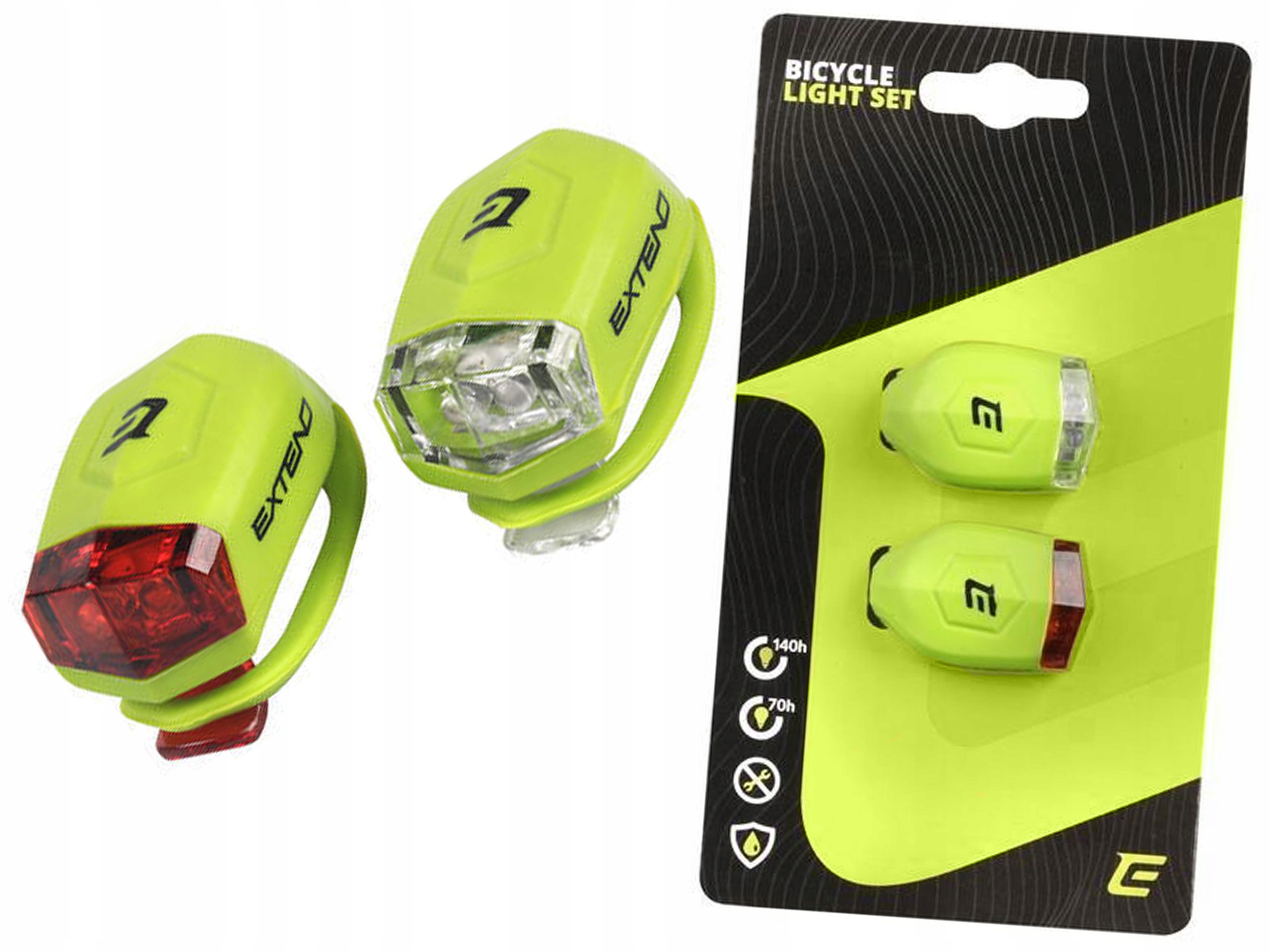 

Zestaw Lampek Rowerowych Extend Froggies Lime