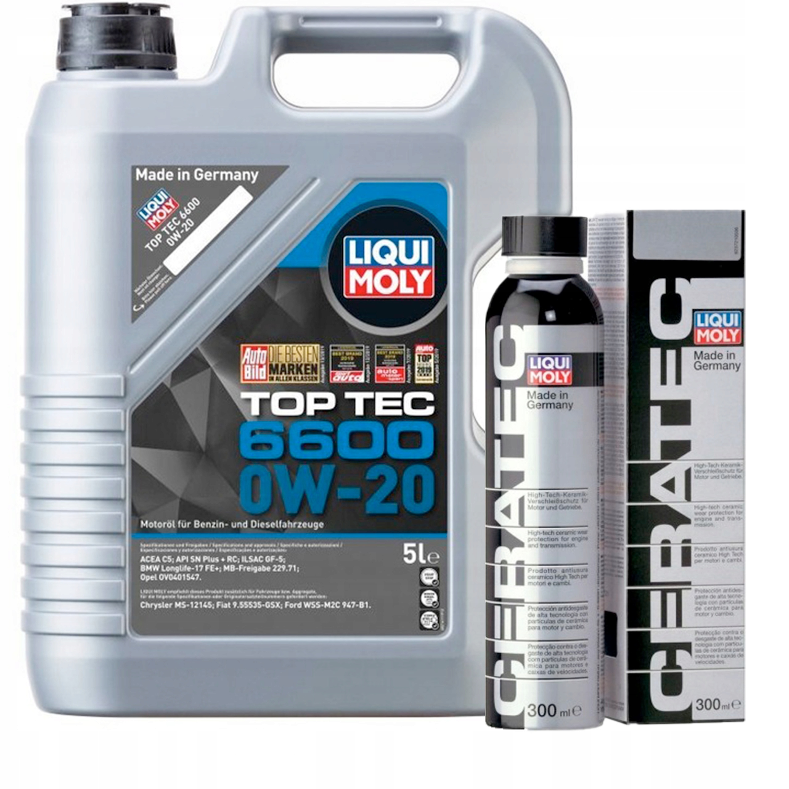 Motorový olej Liqui Moly Top Tec 6600 0W-20 5L Ceratec 300 ml
