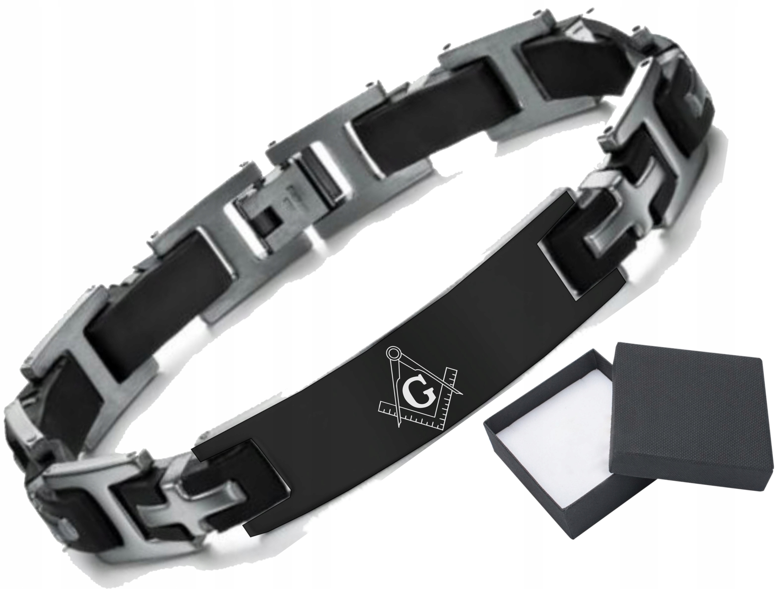 

Bransoletka męska z grawerem znak Masoński