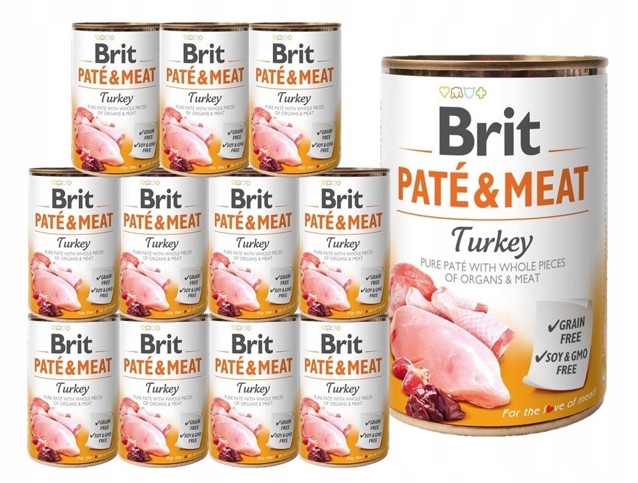 Levně Brit Pate&Meat Turkey vlhké krmivo pro psy s krůtím masem 12x400 g