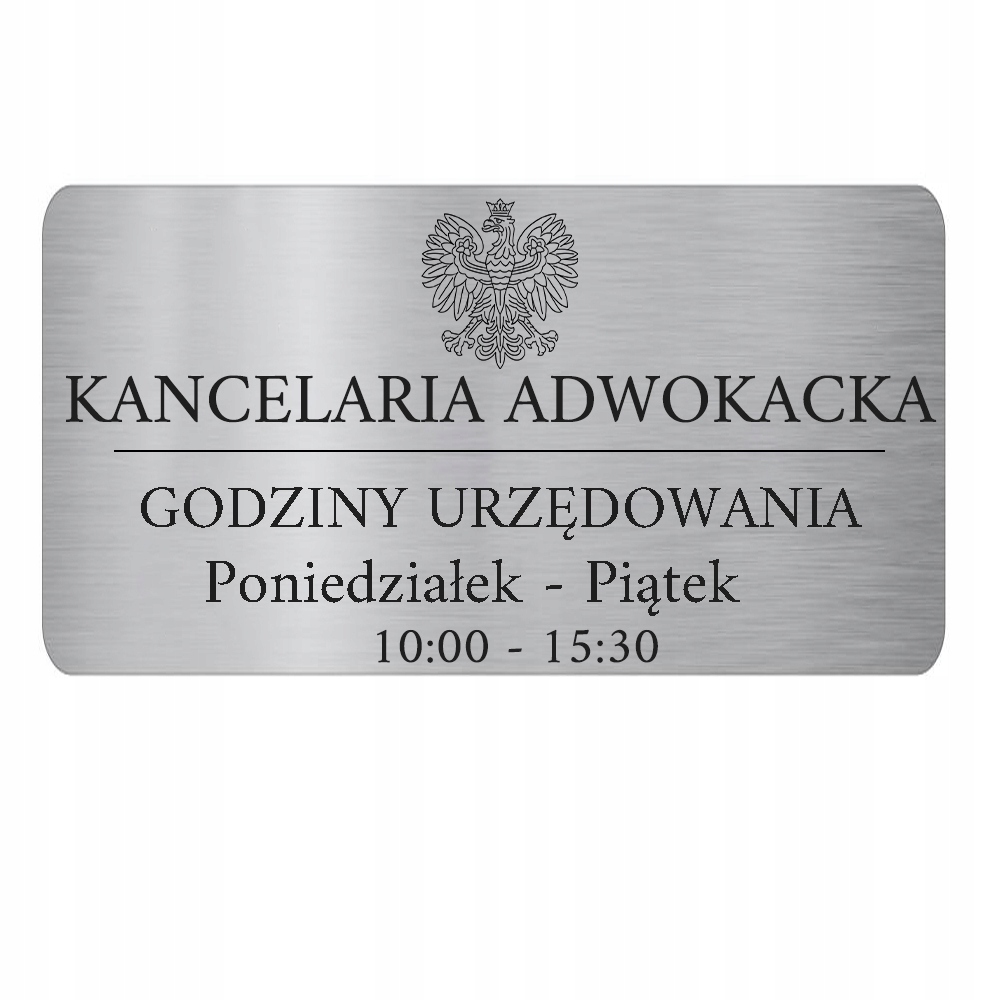 Stříbrná tabulka Notářská advokátní kancelář z laminátu Vlastní gravírování