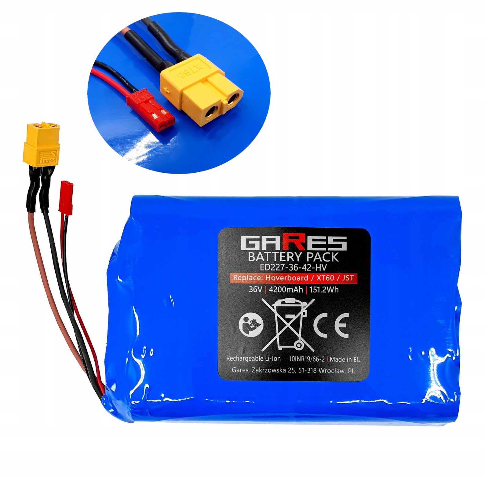 Bateria Akumulator do Deski Elektrycznej Hoverboard XT60 Jst 36V 4,2Ah