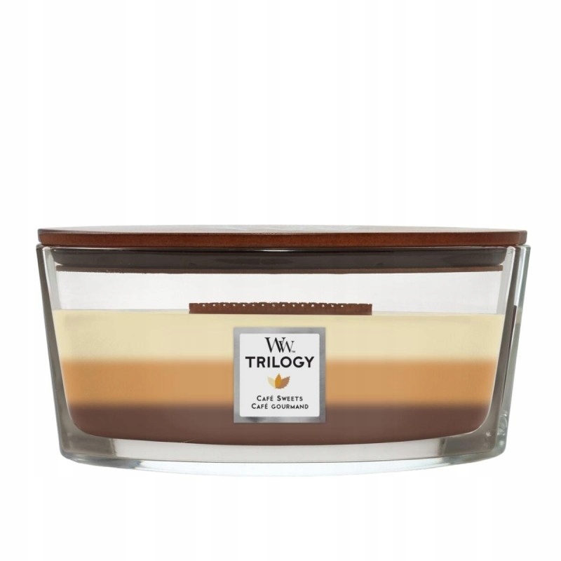 Sójová vonná svíčka Dřevěný knot Cafe Sweets Woodwick Elipsa