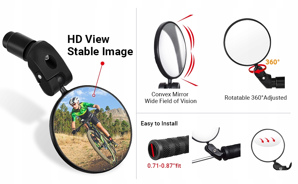 *OFERTY* | LUSTERKO ROWERU REGULOWANE PROFESJONALNE 2 SZT Montaż uniwersalny