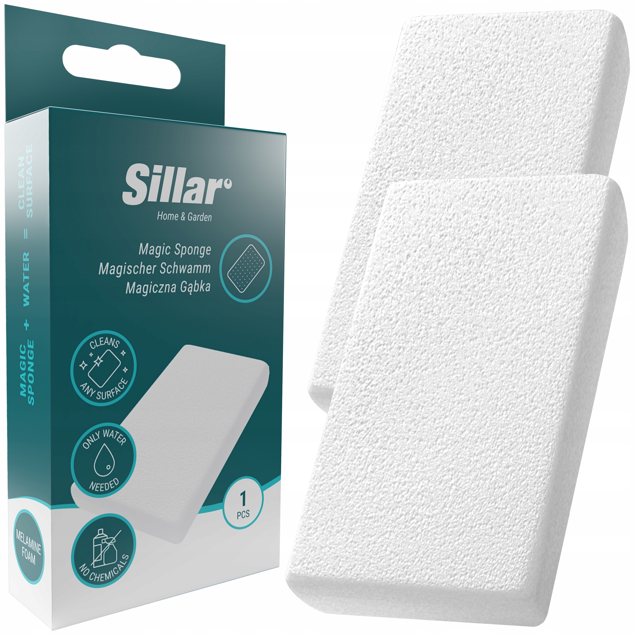 2szt Magiczna Gąbka Sillar Do Czyszczenia Mycia Plam Zabrudzeń Usuwa Brud