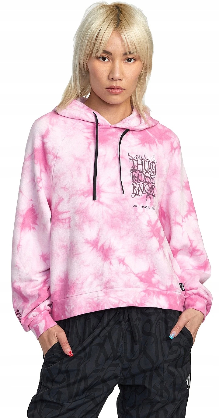 bluza Rvca Thug Rose Cropped Hoodie Rose Pink