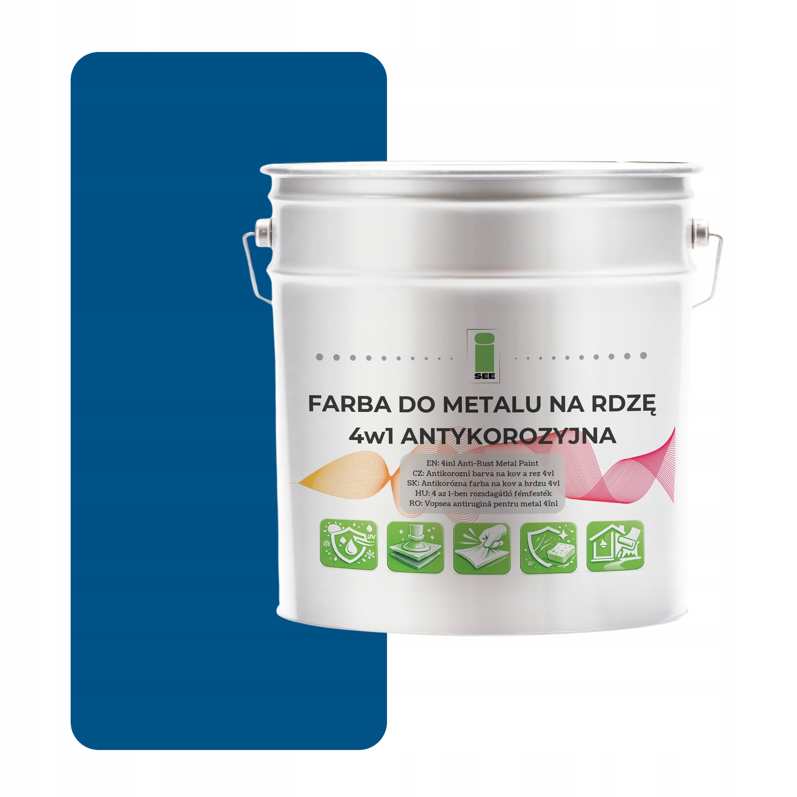Barva na kov proti korozi 4v1 modrá RAL5005 I See pozink ocel 2,5L saténová