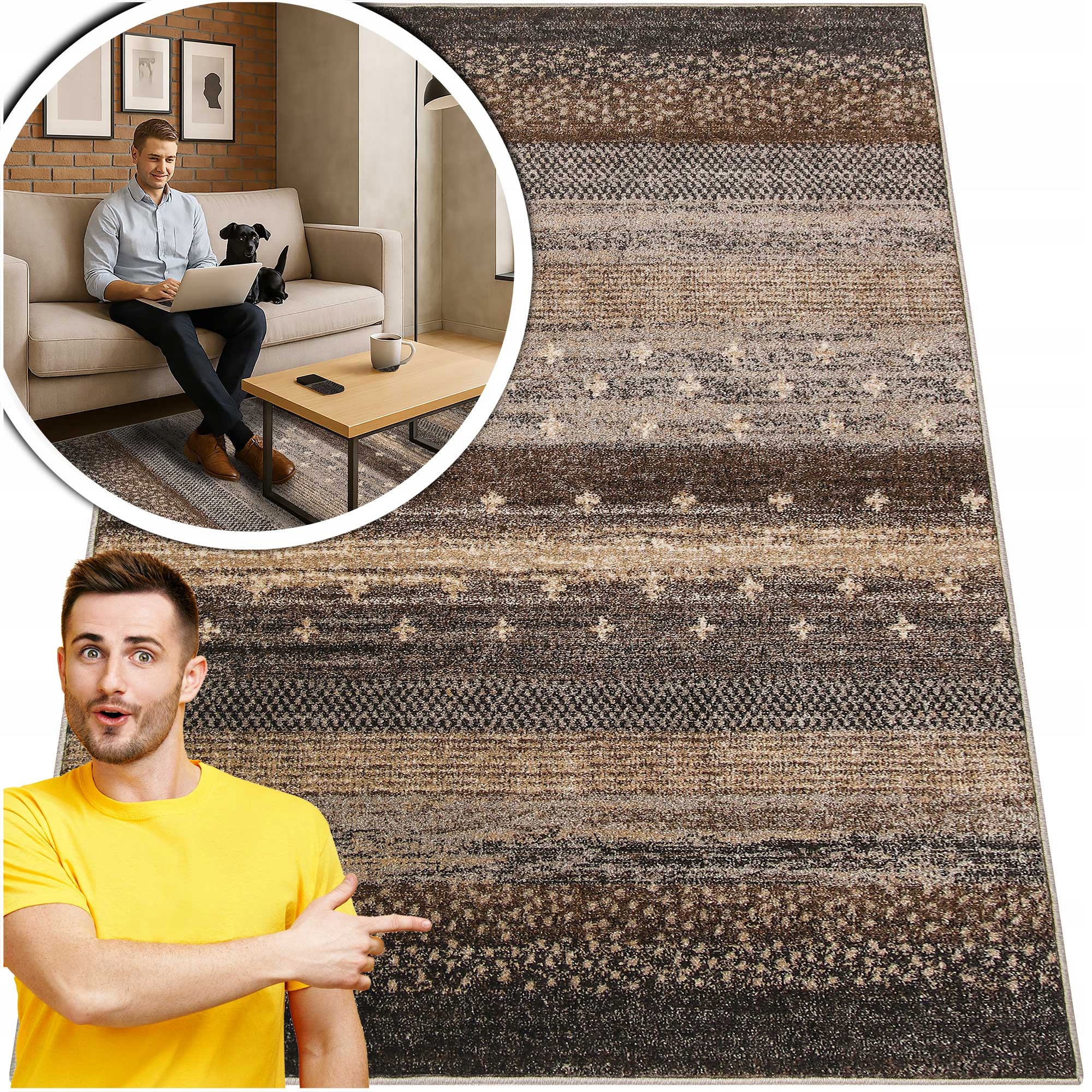 Módní Koberce Do Obývacího Pokoje Adventure Hnědý Moderní Koberec Do Pokoje 240x340