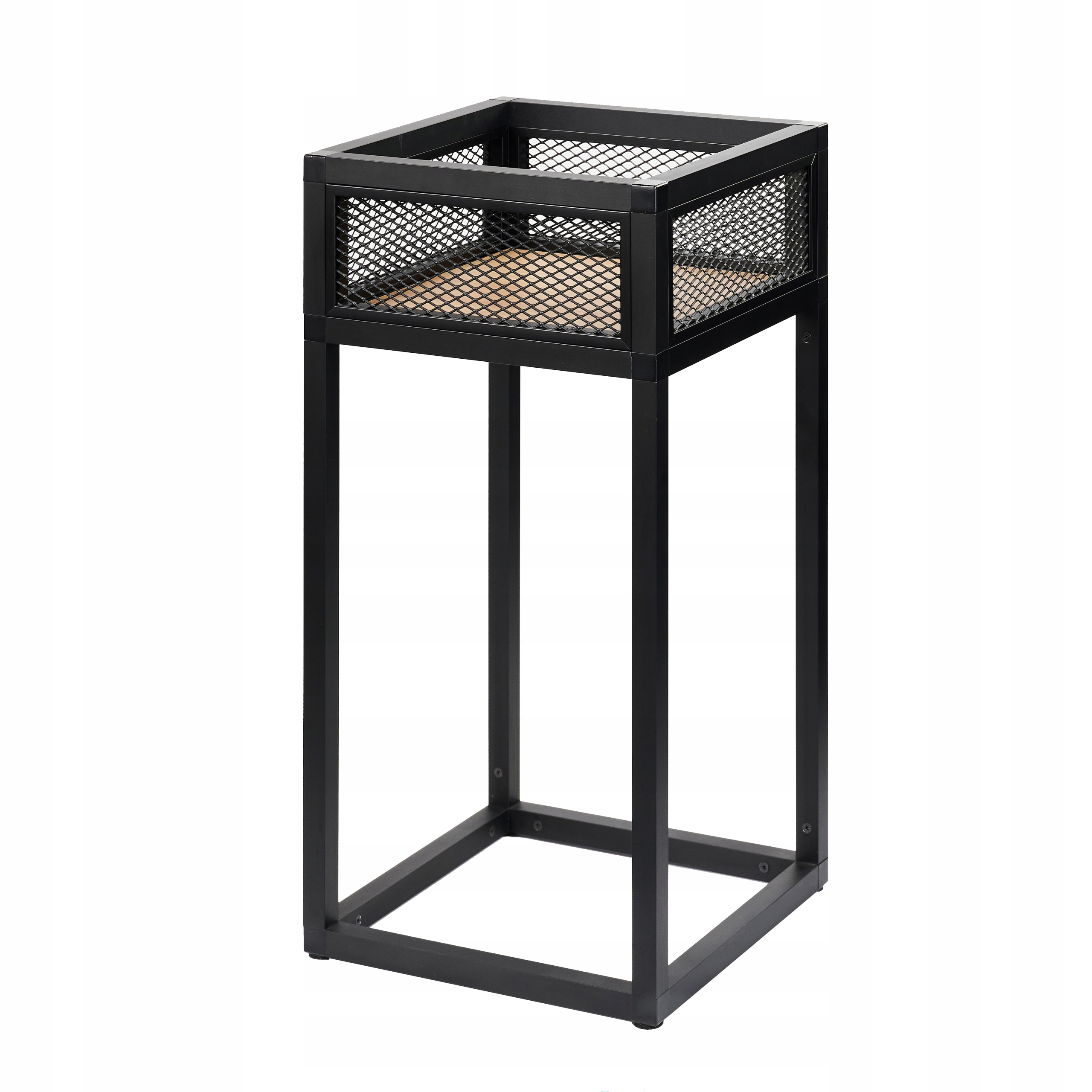 Aluminiový Držák Na Květináč Loft Stojan Černý Mat 300x300x800 mm Deska Dub