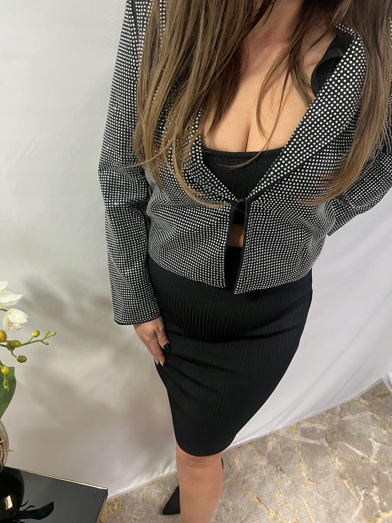 Černá sako zirkony bunda velikost M/L 38/40
