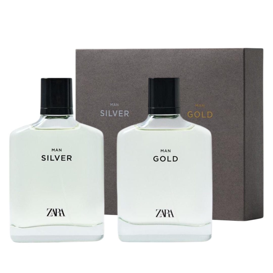 Zara Man Silver Gold Perfumy Męskie 2x 100ml Nowa, większa pojemność
