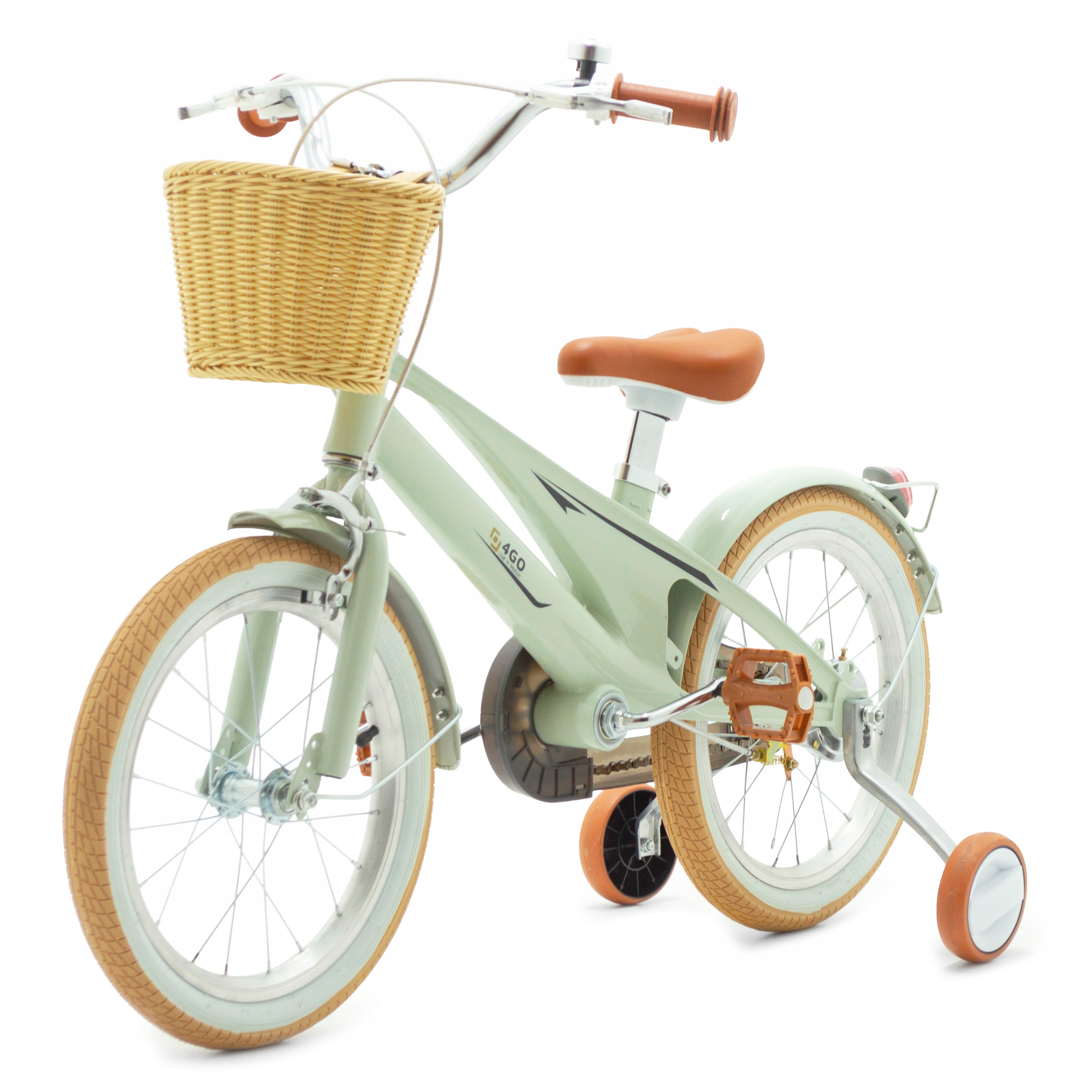 Rowerek Dziecięcy 14 Cali Rower Dla Dzieci Z Kółkami, Koszykiem Miętowy