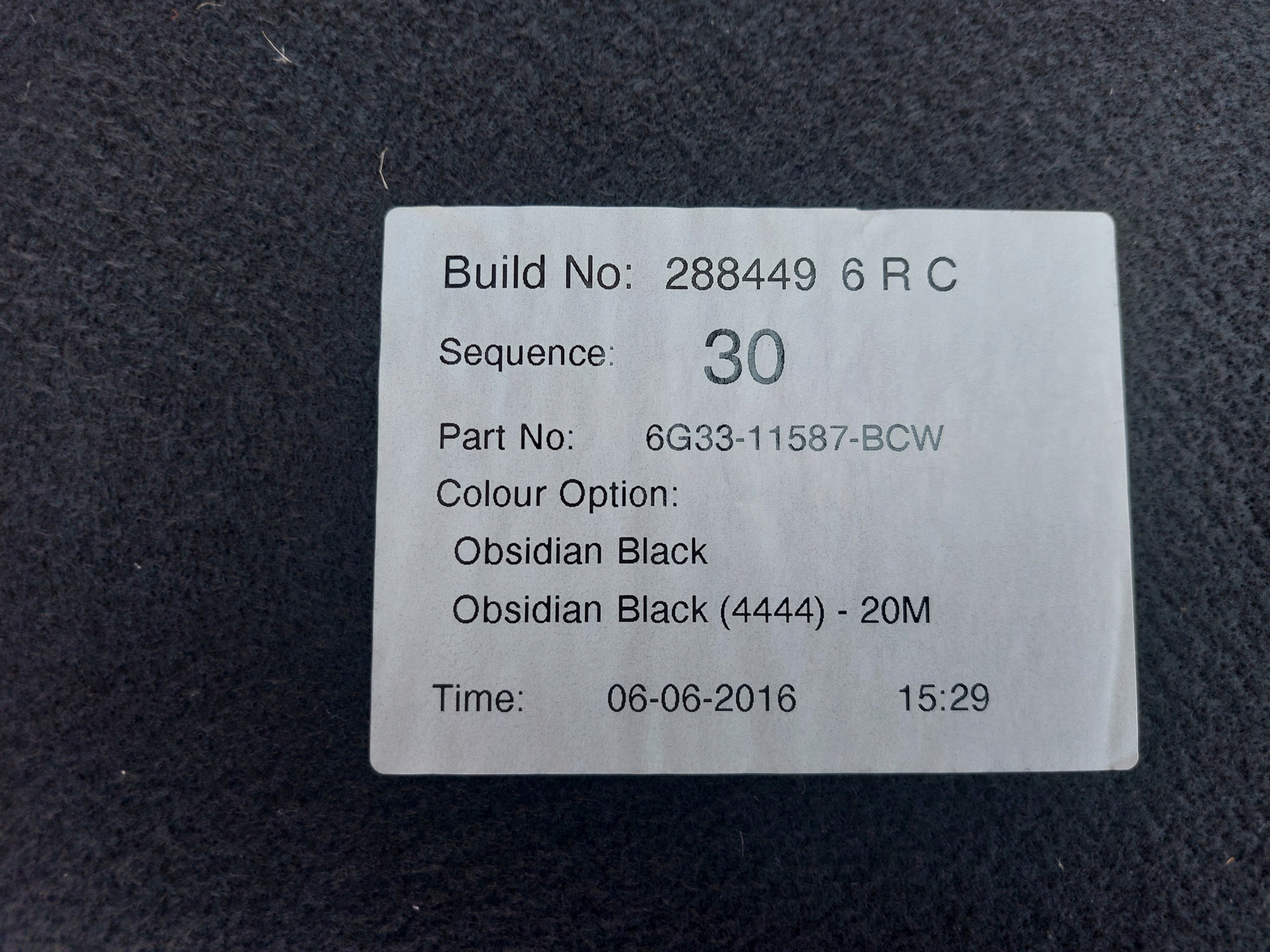 upholstery mats ASTON MARTIN VANTAGE 16r 6G33-11587-BCW