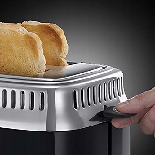 RUSSELL HOBBS Toster Retro Czarny Stalowy 2 Kromki 1300W 6 Stopni Opiekania — miniatura 5