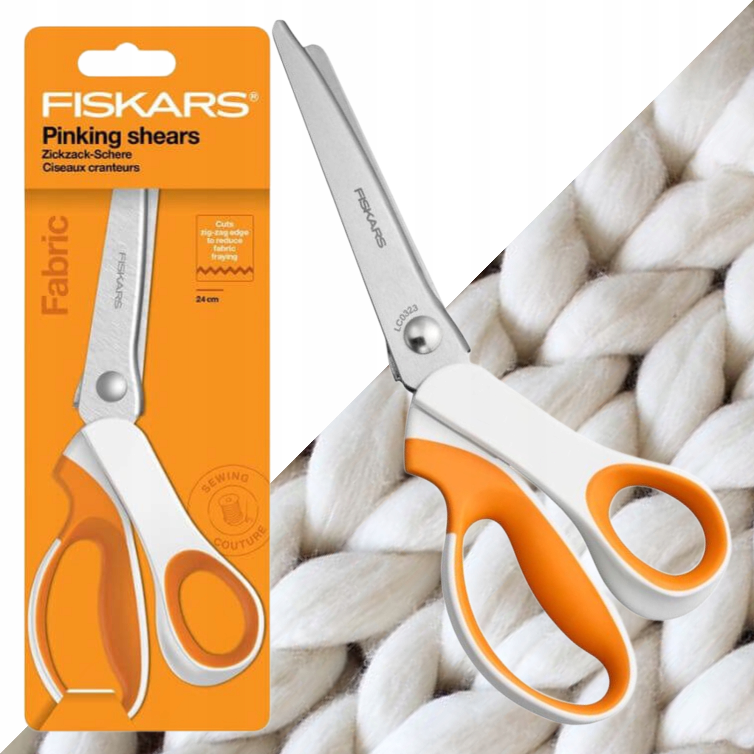 Krejčovské Nůžky Fiskars Ostré Precizní Na Látky Zik Zak Zoubky 23CM