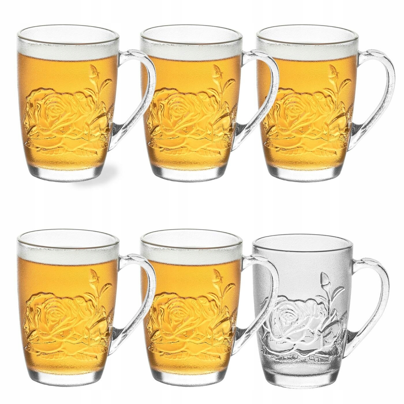 

Zestaw Szklanki do kawy i herbaty Róża z uchem 6sz