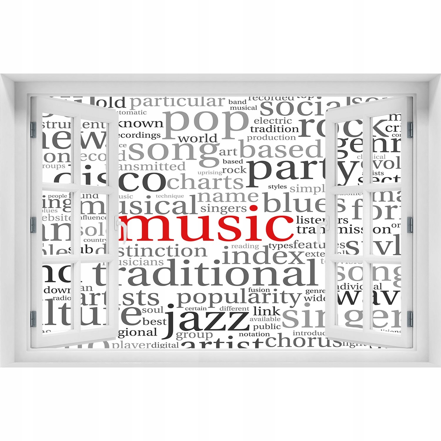 

3D Okno Naklejka ścienna Gatunki muzyczne 150x100