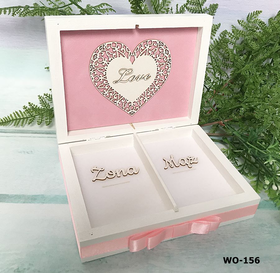 Pudełko na obrączki z grafika fuksja U530 Rodzaj pudełko z poduszką