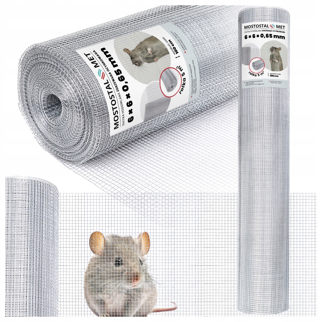 Siatka zgrzewana Ocynk 6x6x0,65mm 5mb Na gryzonie Myszy Krety Drobne oczko