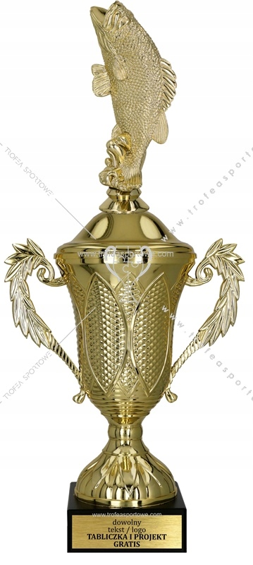 

złoty puchar z figurką Wędkarstwo 44 cm Grawer