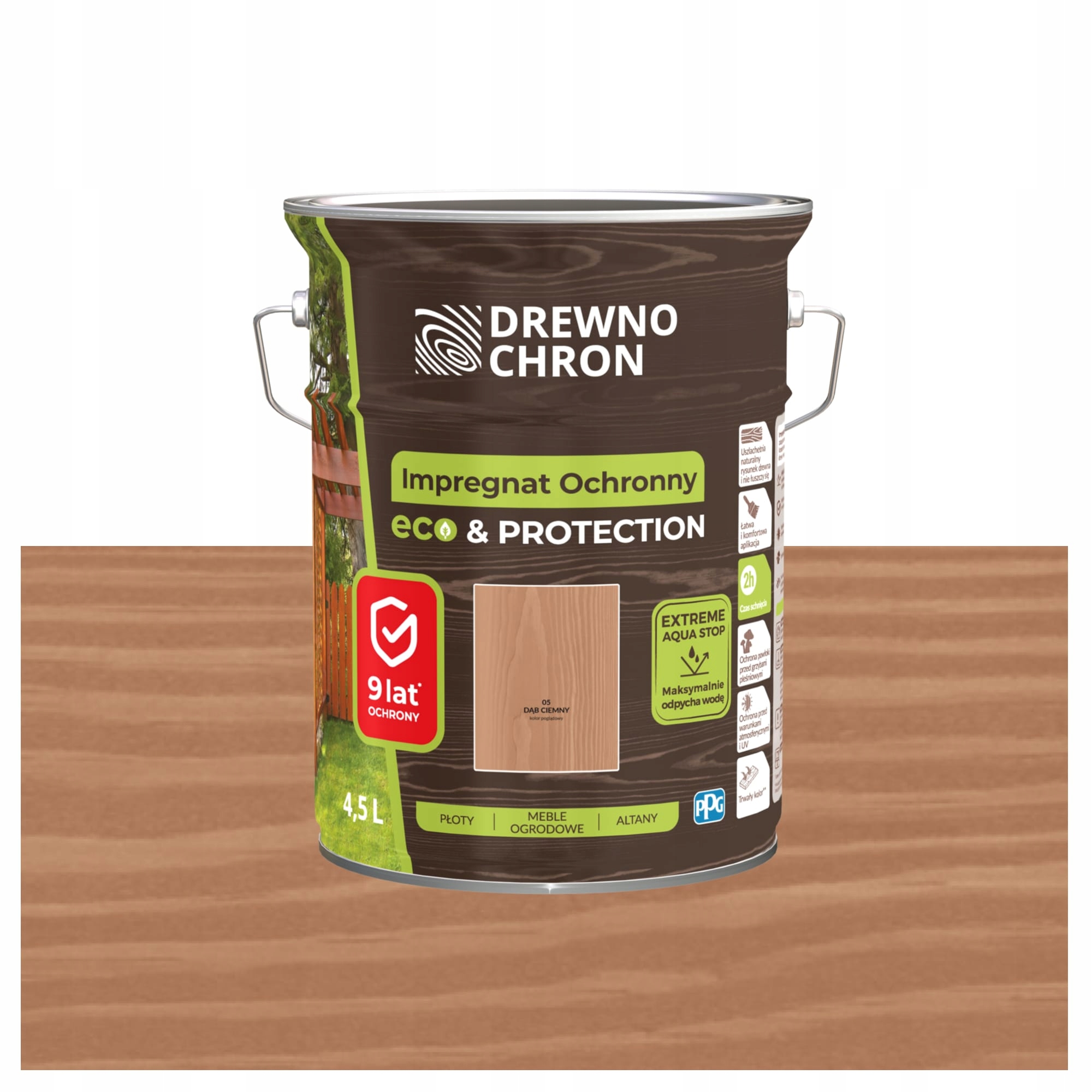 Drewnochron Impregnat do drewna Eco&Protection dąb ciem. 4,5l