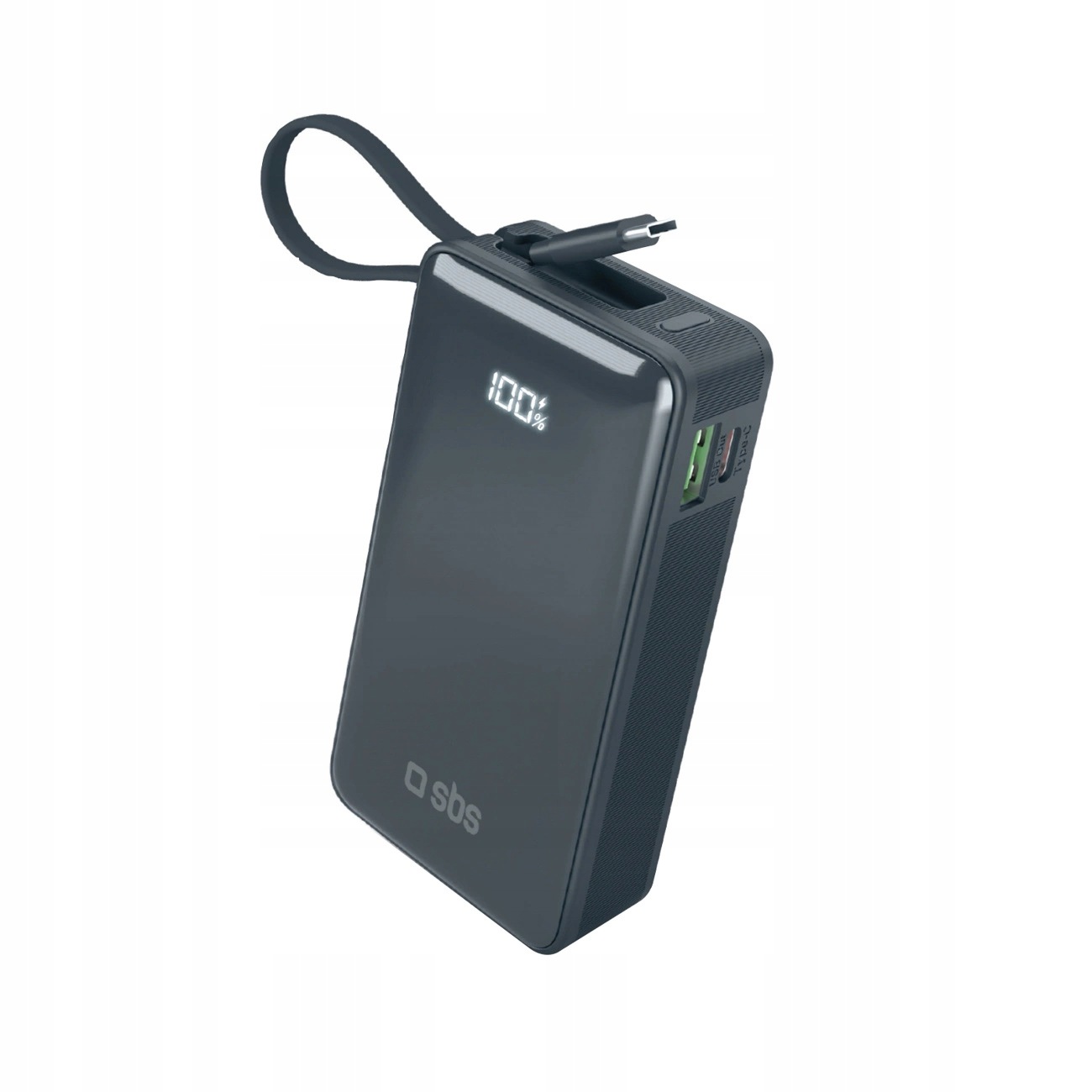 Powerbanka Sbs 10000 mAh 20W kabel Usb-c digitální displej tmavě šedá