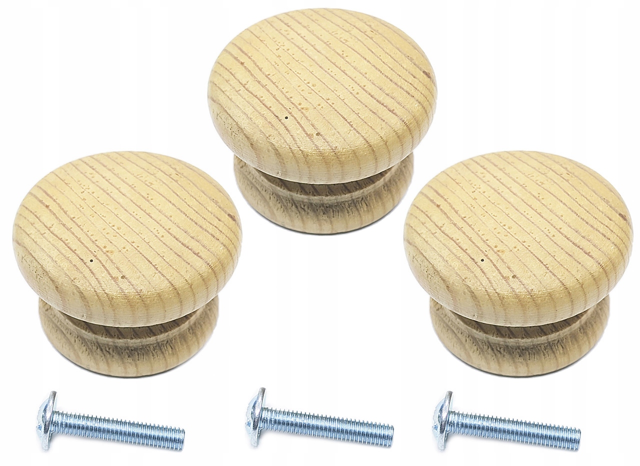 

3x Gałka Meblowa Drewniana Sosna Drewno