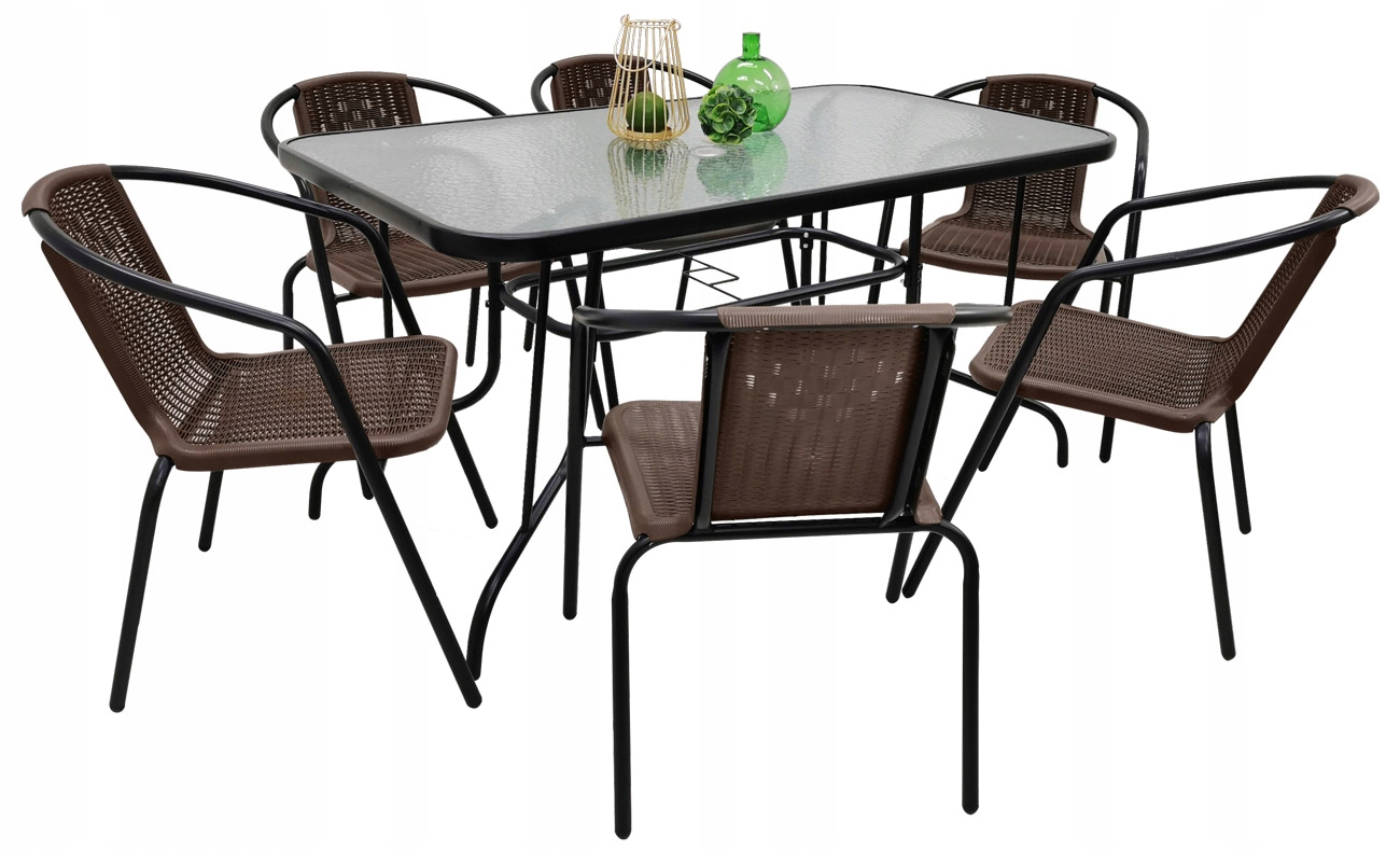 НАБОР САДОВОЙ МЕБЕЛИ ДЛЯ ТЕРРАСЫ 6x СТУЛЬЯ + СТОЛ