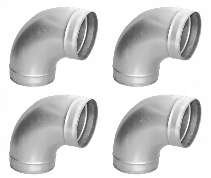 Ventilační lisované koleno pozinkované fi 200 – 90 stupňů Set 4 Kusů