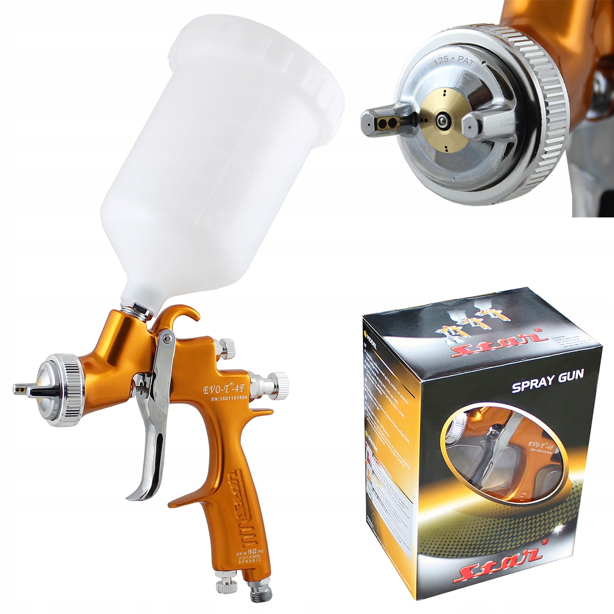 Pistolet lakierniczy STAR EVO-T 4F dysza 1,2 mm górny zbiornik 600 ml LVLP