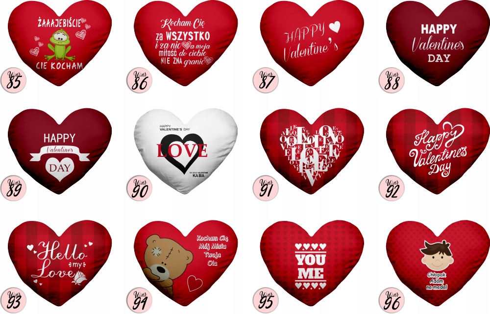 WIELKIE SERCE PODUSZKA Z NADRUKIEM IMIONAMI Szerokość poduszki 55 cm