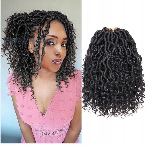 Boho Locs Mscat Syntetické Vlasy Háčkované Dredy Černá 8 ks 30 cm