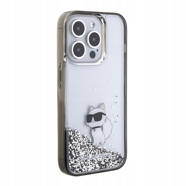 Etui Karl Lagerfeld do iPhone 15 Pro Max, Efekt płynnego brokatu Mocny Case