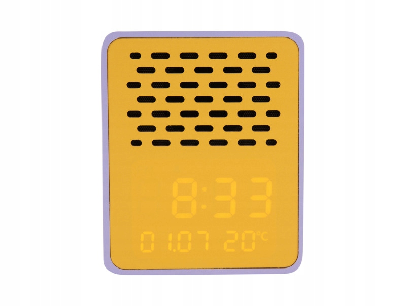 Budík, stolní hodiny fialové s reproduktorem Funky Vibes