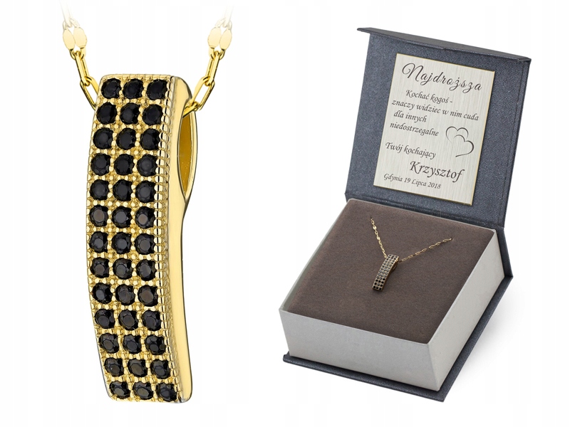 Zlatý Náhrdelník 42 cm pr 585 Klasický přívěsek Pásek Zirkony 14k