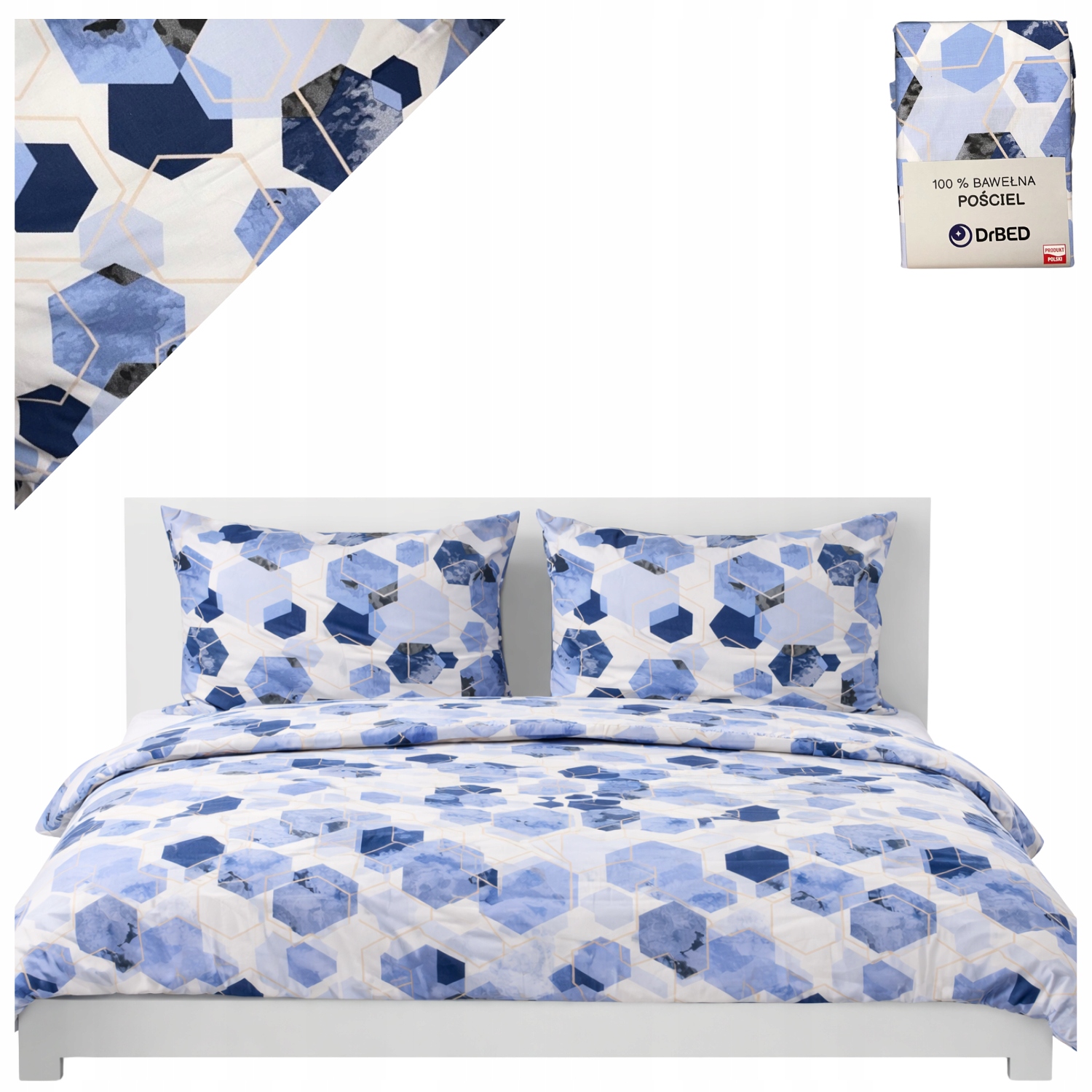 Pościel Bawełniana 160x200 Komplet Pościeli na Zamek Geometryczny Wzór