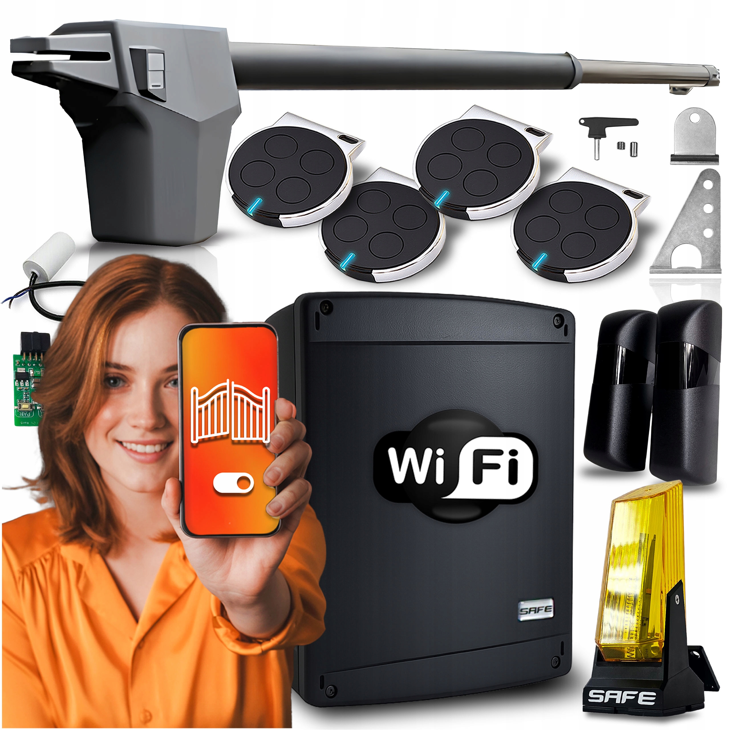 Set Pohon Pro Jednokřídlovou bránu 4,3 m automat Wifi Tuya Lampa Ovladače