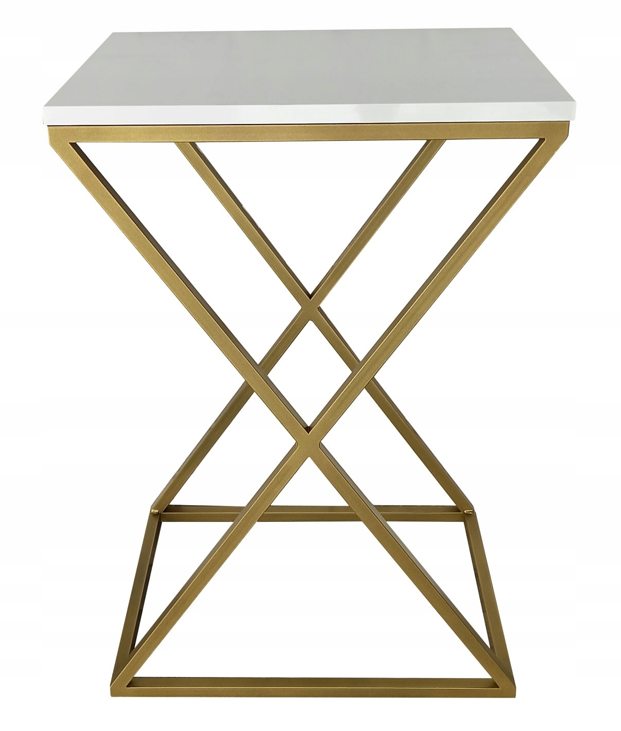 

Stolik pomocniczy kawowy X złoty-biały mat