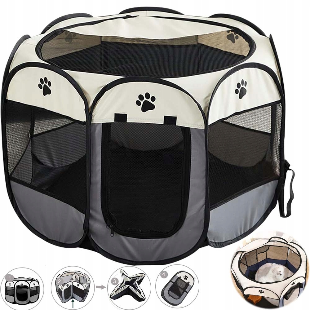 Levně Kotec Pro Zvířata Psa Kočku Králíka Do Domácnosti Skládací Ventilace 74*74*43 CM