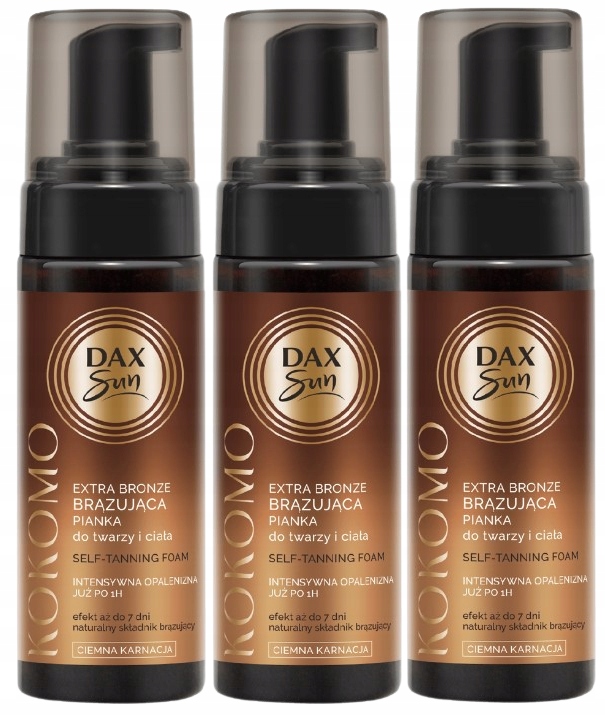 3 kusy Bronzující pěna Extra Dark Tmavá Karnacia Kokomo Dax Bez skvrn