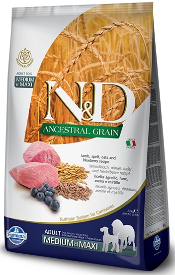 Farmina N&amp;d Ancestral Grain Canine Adult Medium&amp;Maxi Jehněčí&amp;Borůvky 12kg