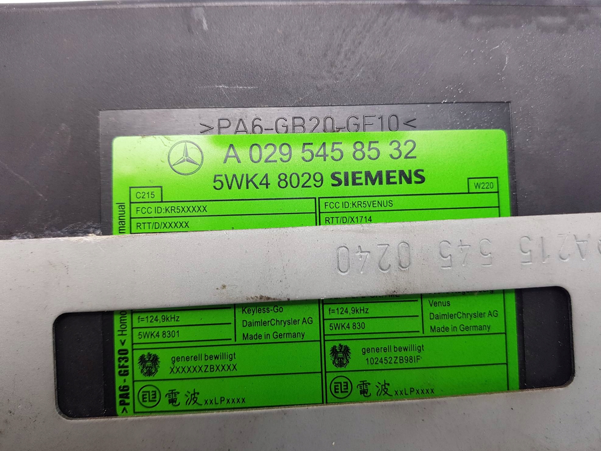 modulo KEYLESS A0295458532 MERCEDES - BENZ CL 500