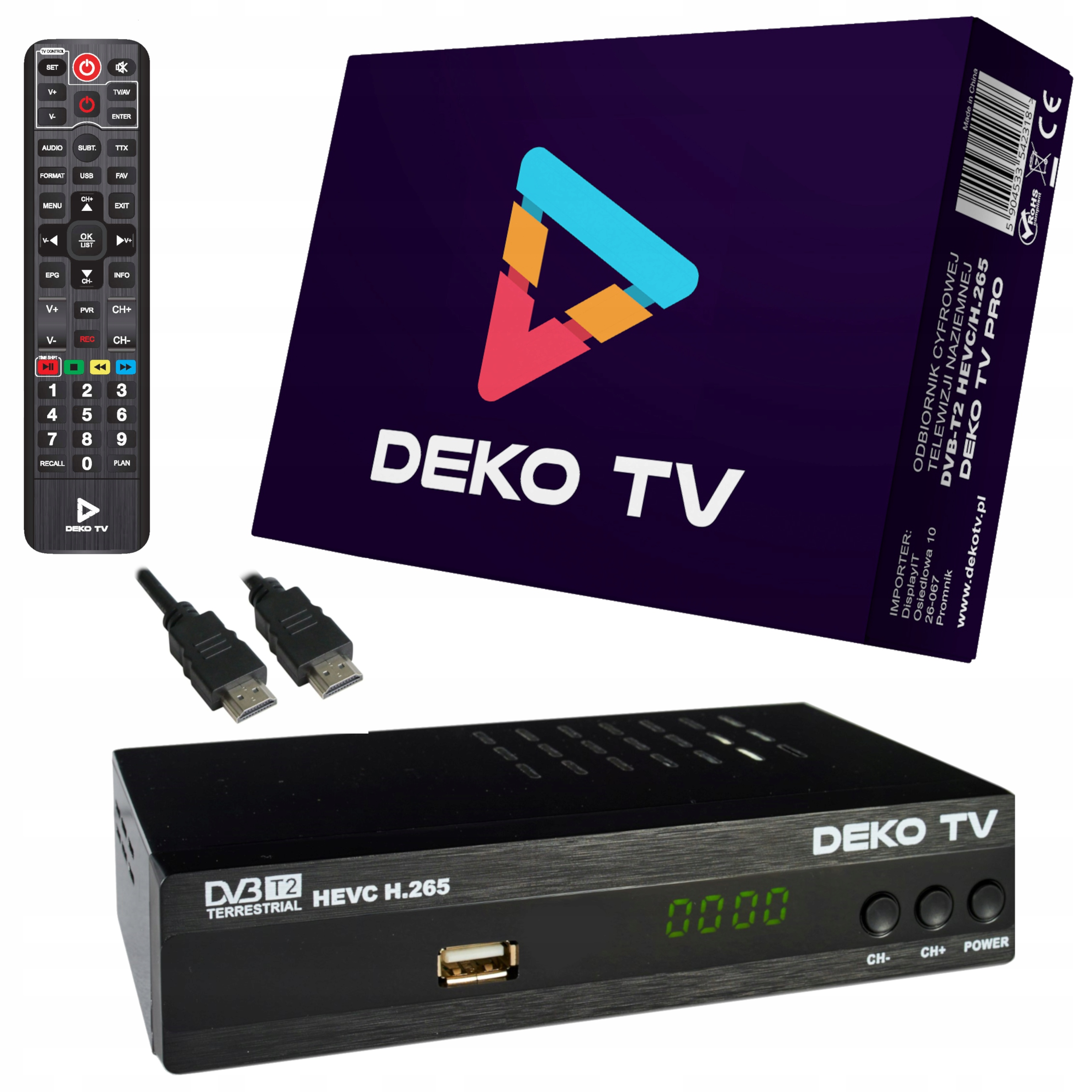 Tuner Dekodér DVBT2 DekoTV Pro pozemní televize DVB-T2 Hevc H.265 Deko