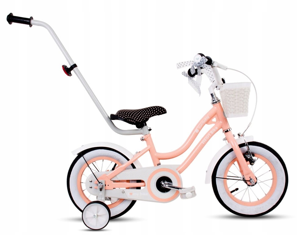 Rowerek dziecięcy Rower dla dziewczynki 12 cali Koszyk Pchacz Kółka boczne