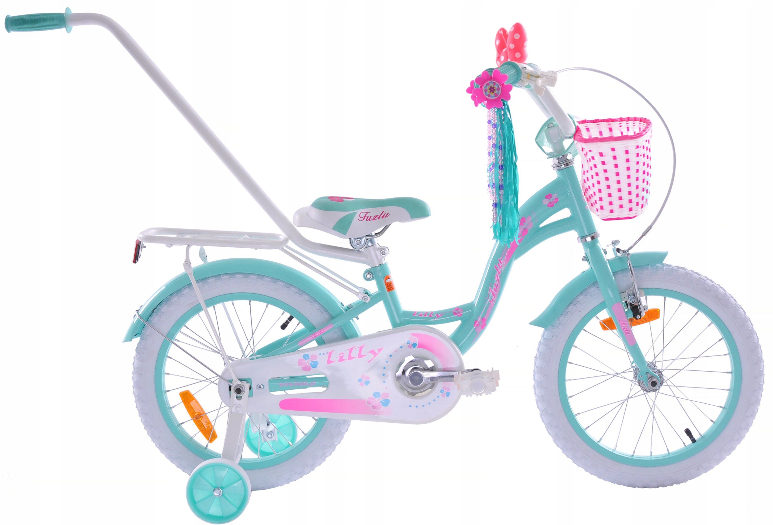 Rowerek Rower Fuzlu Lilly Bike 16 Prowadnik Koszyk