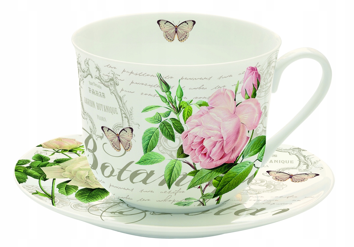 

Filiżanka Porcelanowa Duża Spodek Róże Jardin Bot.