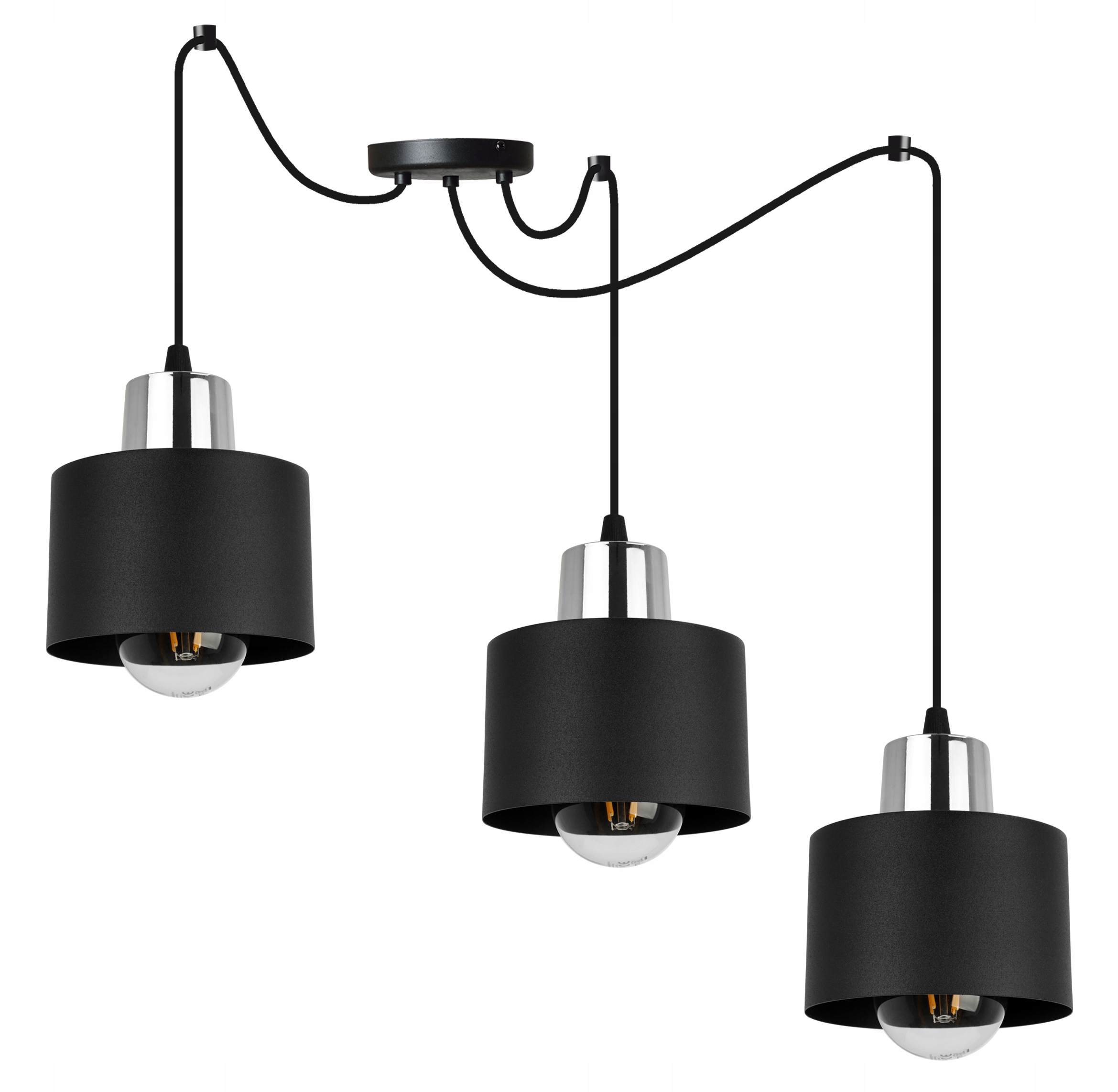 Závěsná Stropní Lampa Pavouk Lustr Trojitý Černý Loftové Stínidlo Kovová