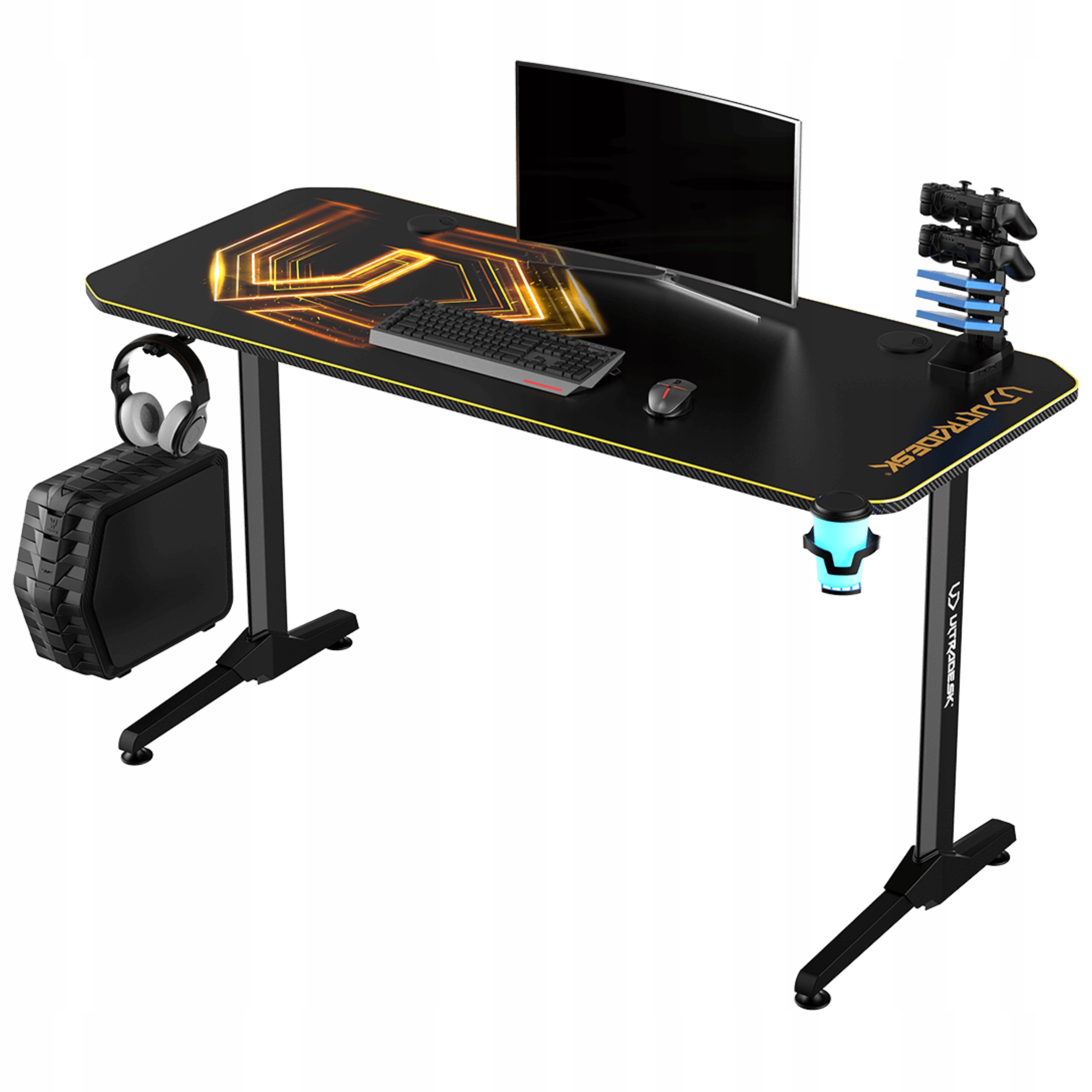СТОЛ КОМП'ЮТЕРНИЙ ІГРОВИЙ 140x60 см ULTRADESK FRAG + PAD Gold