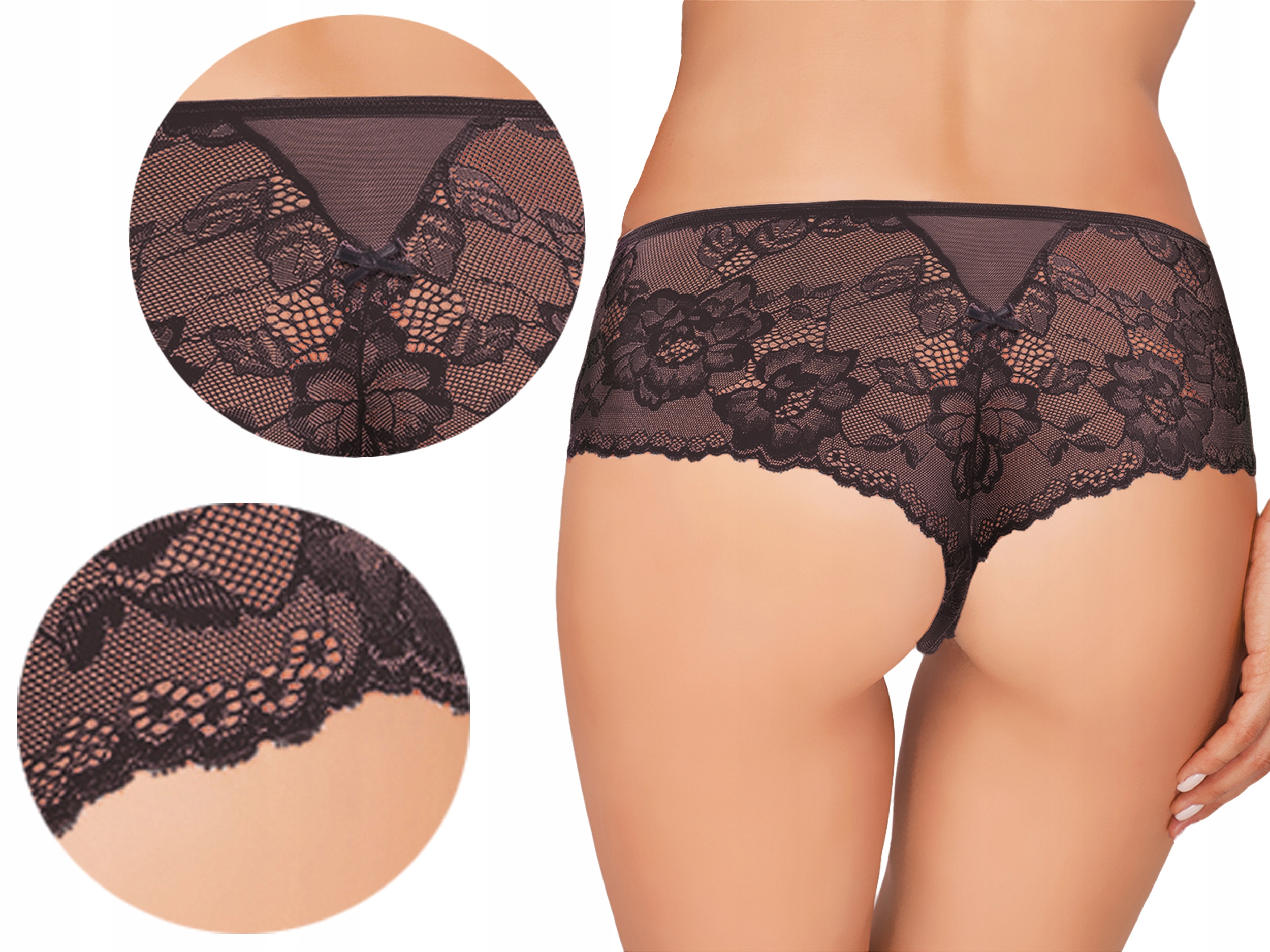 

Ewana 092 Koronkowe Szorto Stringi Czarny XL